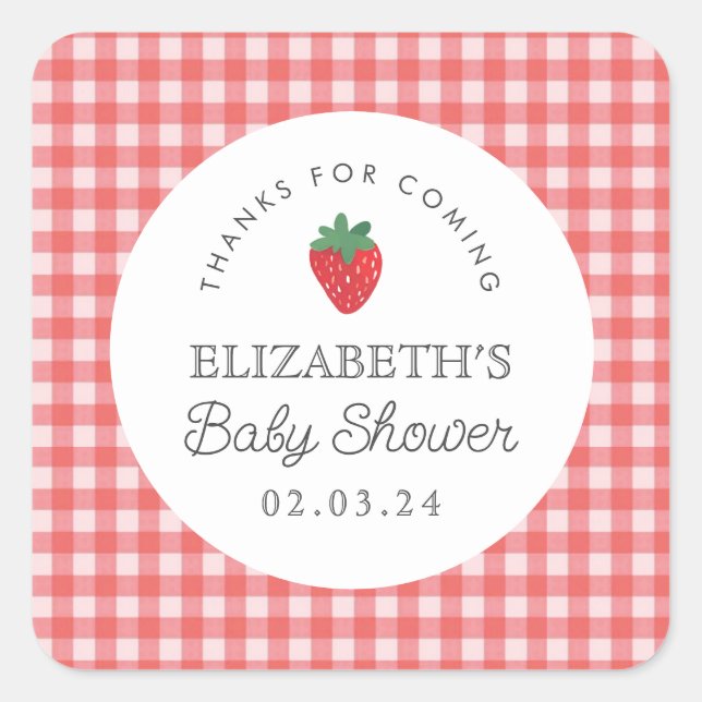 Sticker Carré Berry Sweet Baby shower pique-nique (Devant)