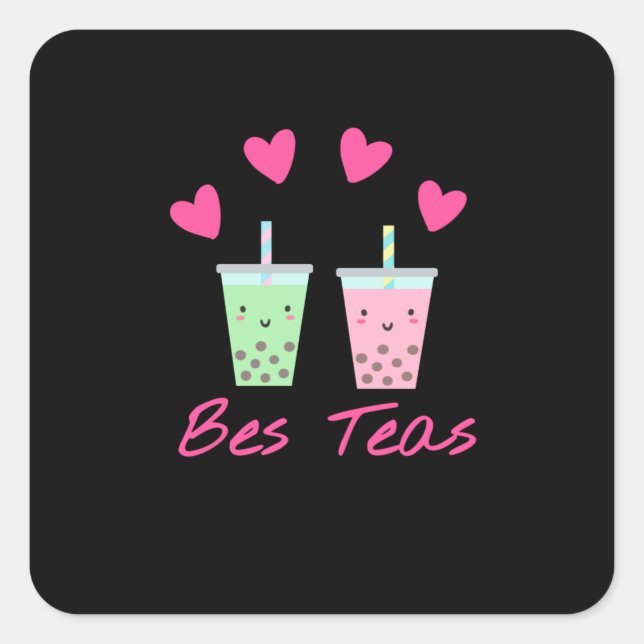 Sticker Carré Bes Teas Besties Buble Tea Cute Boba Best Friends (Devant)