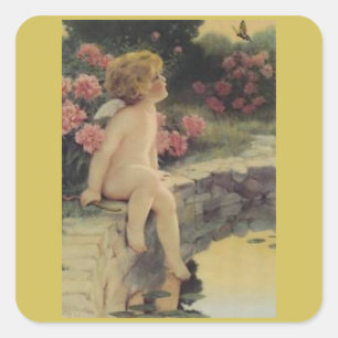 Sticker Carré Bessie Pease Gutmann Le Papillon Art Vintage