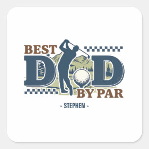 Sticker Carré Best Dad By Par - Golf Papa Silhouette Design