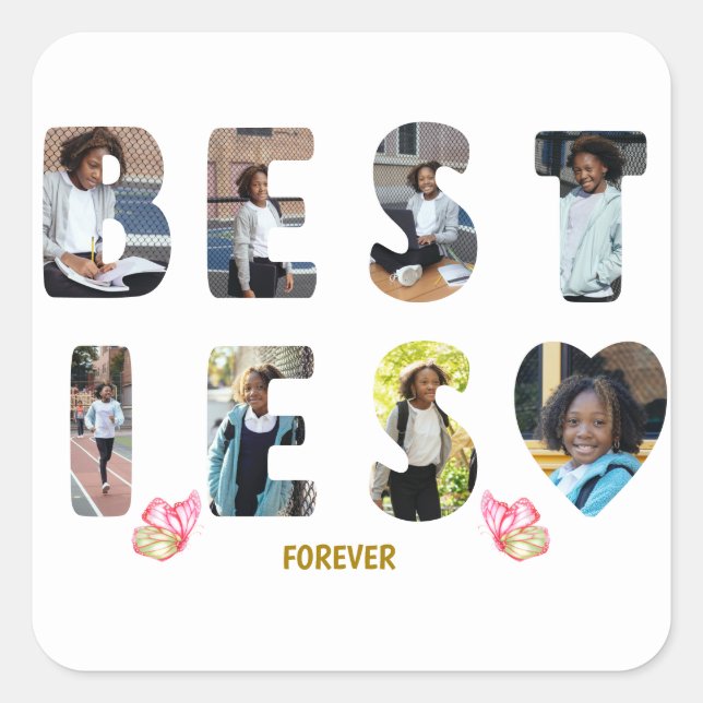 Sticker Carré Besties BFF Friends Forever 8 Photo (Devant)