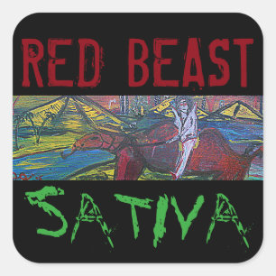 STICKER CARRÉ BÊTE ROUGE SATIVA