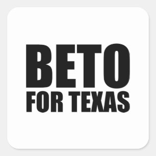 Sticker Carré Beto For Texas blanc et noir moderne