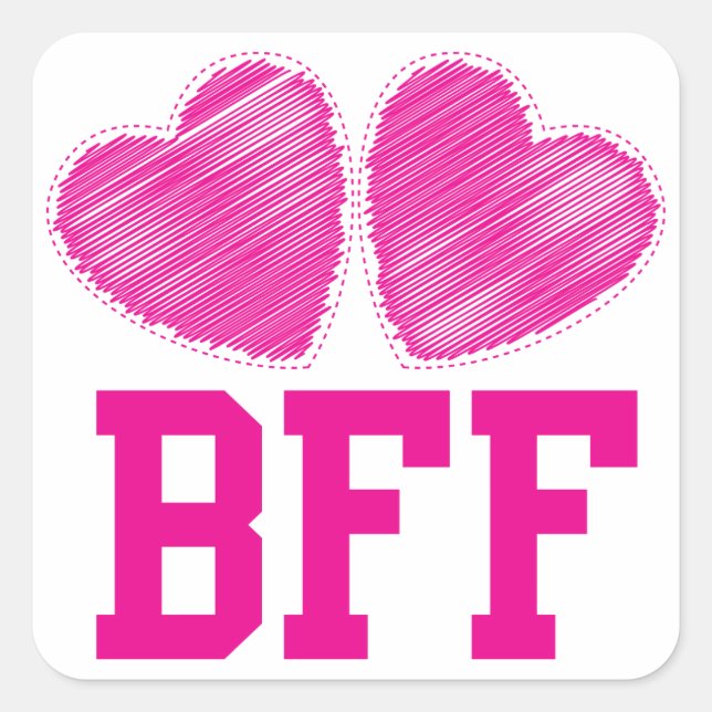 Sticker Carré BFF Best Friends pour toujours avec coeur d'amour (Devant)