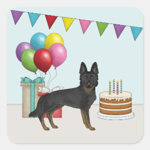 Sticker Carré Bi-Black Berger Allemand Anniversaire Coloré