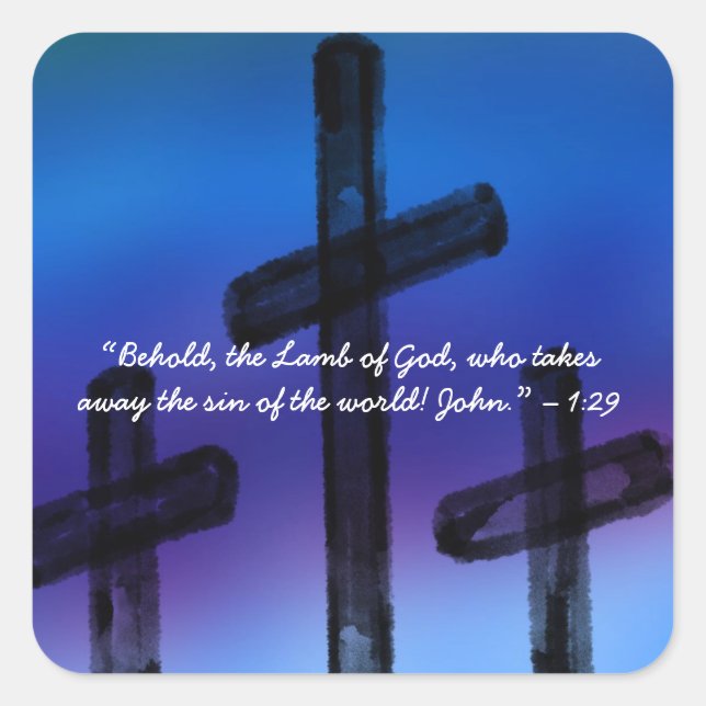 Sticker Carré Bible Verse Crosses, Religieux chrétien (Devant)