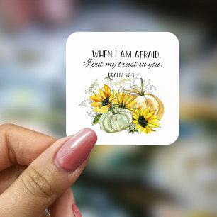Sticker Carré Bible Verse Psaume Tournesol Sticule ronde