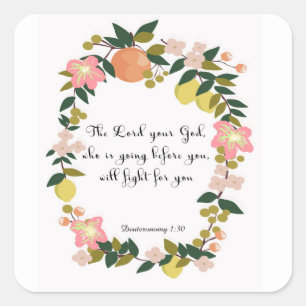 Sticker Carré Bible Verses Art - Deutéronome 1:30
