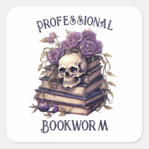 Sticker Carré Bibliophile professionnel, Amateur de livres