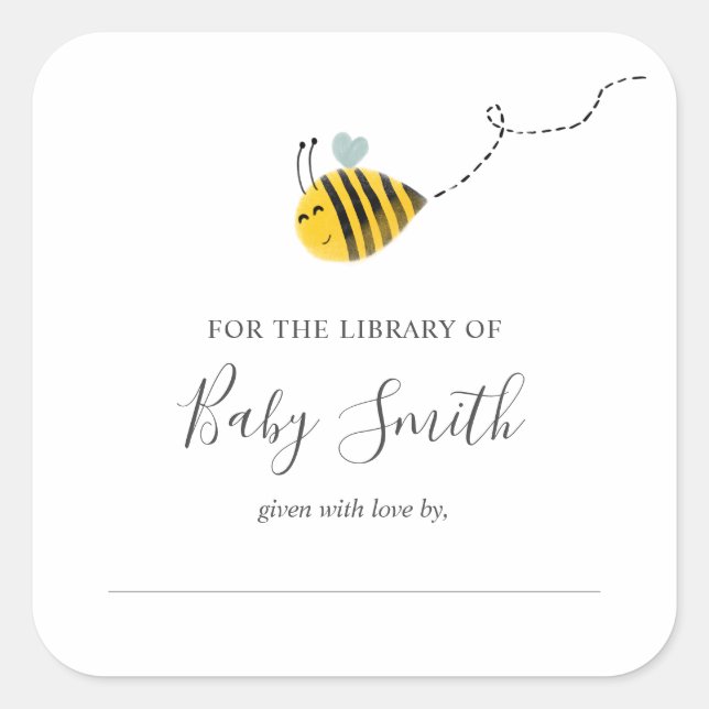 Sticker Carré Bibliothèque de Baby showers (Devant)