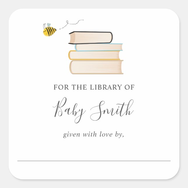 Sticker Carré Bibliothèque de Baby showers (Devant)