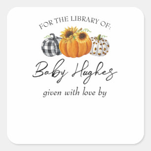 Sticker Carré Bibliothèque de Baby showers Citrouille d'automne