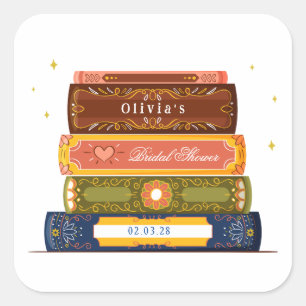 Sticker Carré Bibliothèque de livres d'histoires pour la fête pr