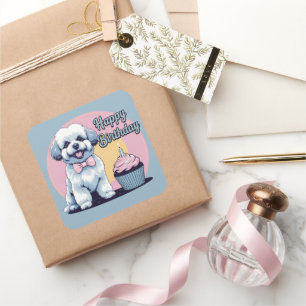 Sticker Carré Bichon Frise Chien coloré