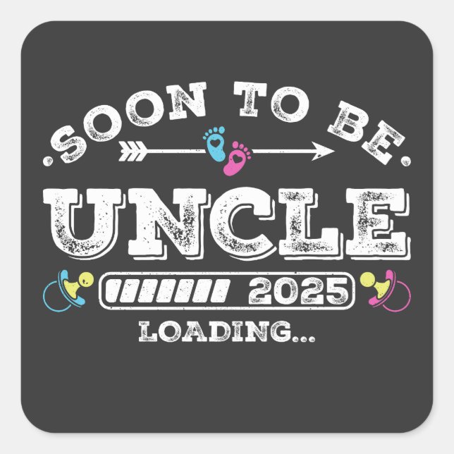 Sticker Carré Bientôt être Oncle 2025 Chargement (Devant)