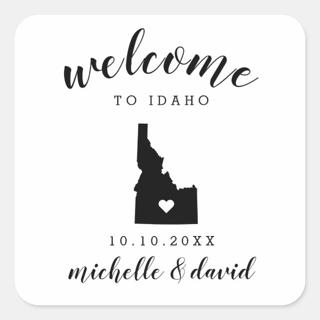 Sticker Carré Bienvenue à Idaho | Service personnalisé Mariage (Devant)