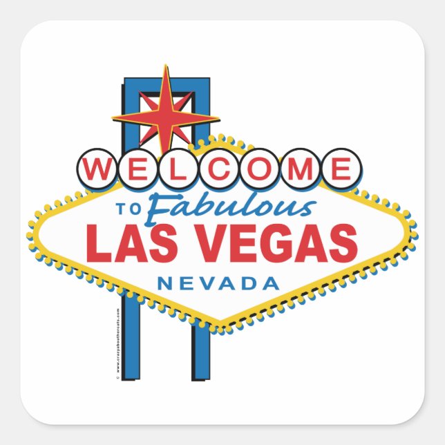 Sticker Carré Bienvenue à Las Vegas (Devant)