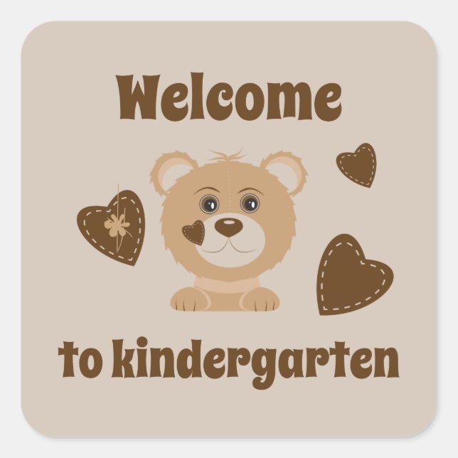 Sticker Carré Bienvenue à l'autocollant de jardin d'enfants (Devant)