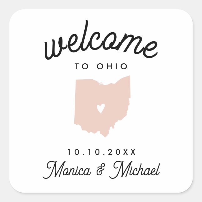Sticker Carré BIENVENUE À OHIO Destination Mariage N'IMPORTE QUE (Devant)