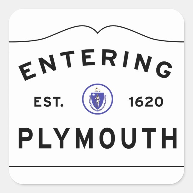Sticker Carré Bienvenue à Plymouth MA ville (Devant)