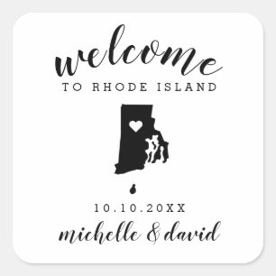 Sticker Carré Bienvenue à Rhode Island   Service personnalisé Ma