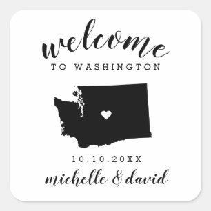 Sticker Carré Bienvenue à Washington   Service personnalisé Mari