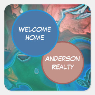 Sticker Carré Bienvenue Accueil Blue Gemstone Realty Business Pr