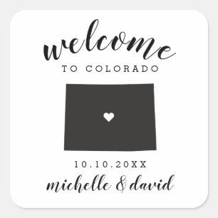 Sticker Carré Bienvenue au Colorado  Service personnalisé Mariag