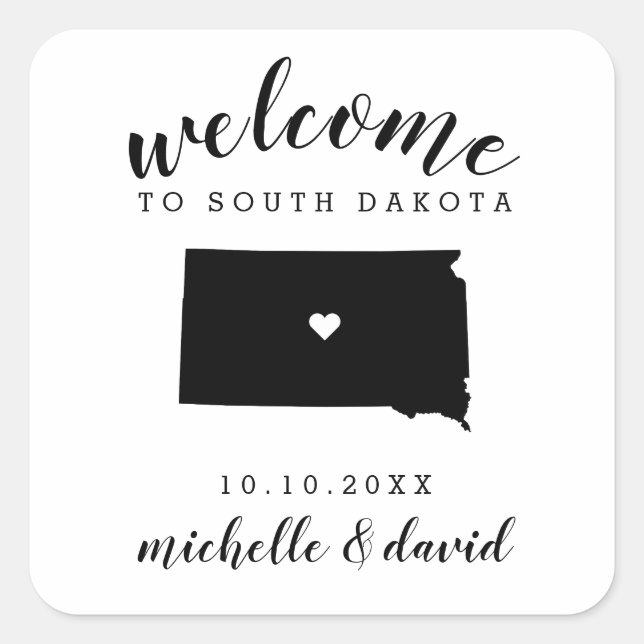 Sticker Carré Bienvenue au Dakota du Sud | Service personnalisé  (Devant)