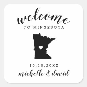 Sticker Carré Bienvenue au Minnesota  Service personnalisé Maria
