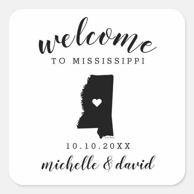 Sticker Carré Bienvenue au Mississippi | Service personnalisé Ma (Devant)