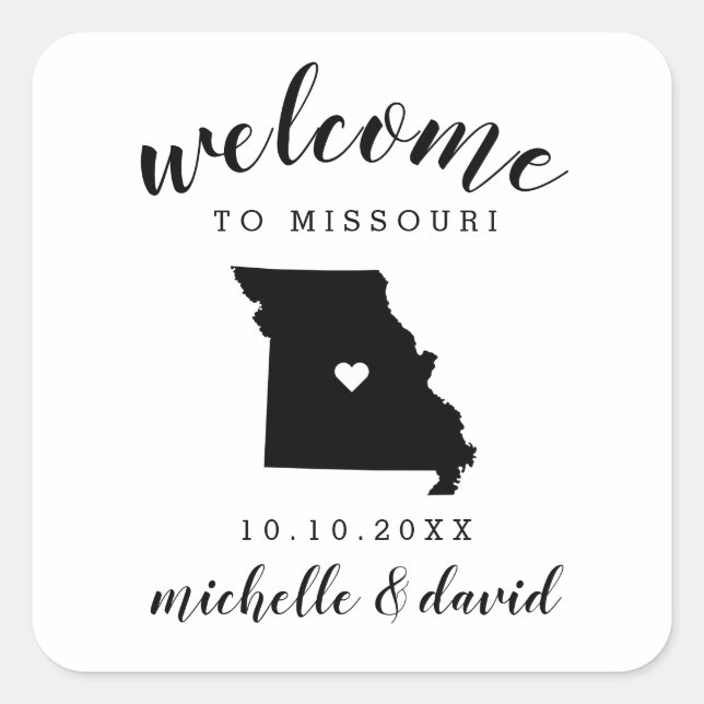 Sticker Carré Bienvenue au Missouri | Mariage personnalisé (Devant)