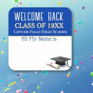 Sticker Carré Bienvenue ! Colonnes d'étiquette de nom de réunion