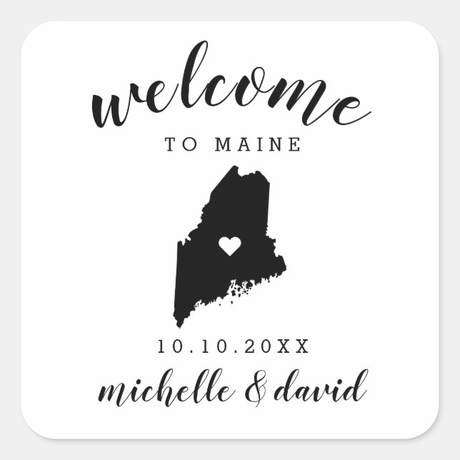 Sticker Carré Bienvenue dans le Maine | Service personnalisé Mar (Devant)