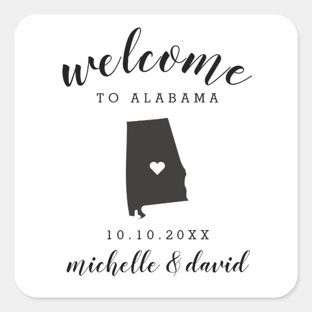 Sticker Carré Bienvenue en Alabama | Service personnalisé Mariag (Devant)