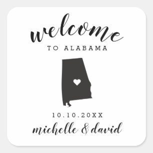 Sticker Carré Bienvenue en Alabama   Service personnalisé Mariag