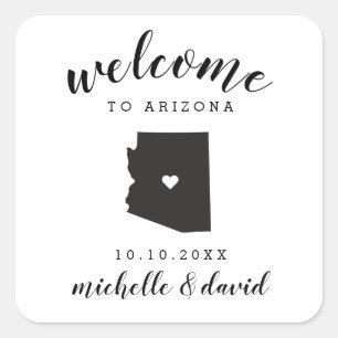 Sticker Carré Bienvenue en Arizona   Service personnalisé Mariag