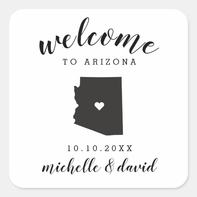 Sticker Carré Bienvenue en Arizona | Service personnalisé Mariag (Devant)