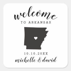 Sticker Carré Bienvenue en Arkansas   Service personnalisé Maria