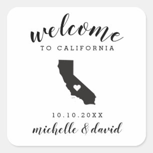 Sticker Carré Bienvenue en Californie   Service personnalisé Mar