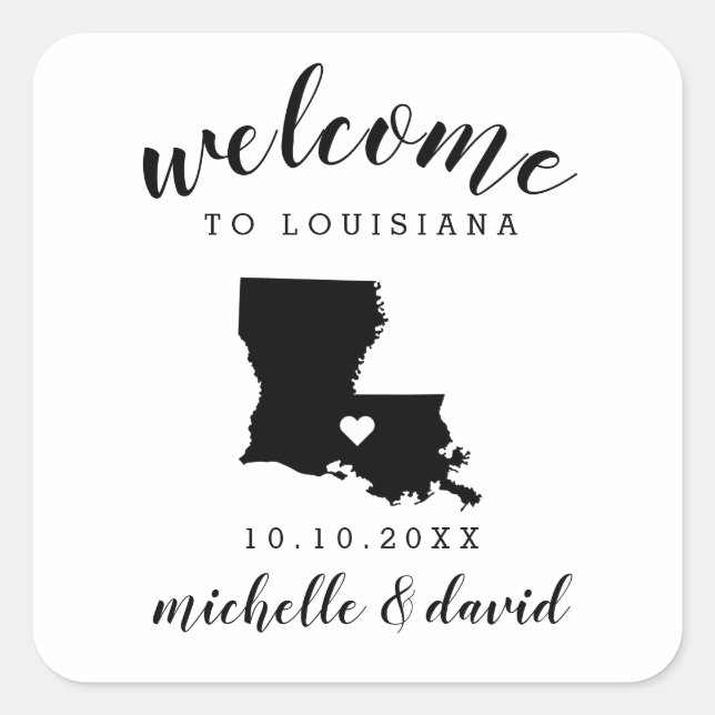 Sticker Carré Bienvenue en Louisiane | Service personnalisé Mari (Devant)
