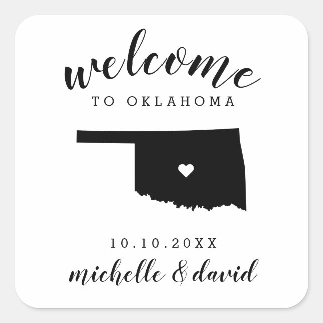 Sticker Carré Bienvenue en Oklahoma | Service personnalisé Maria (Devant)