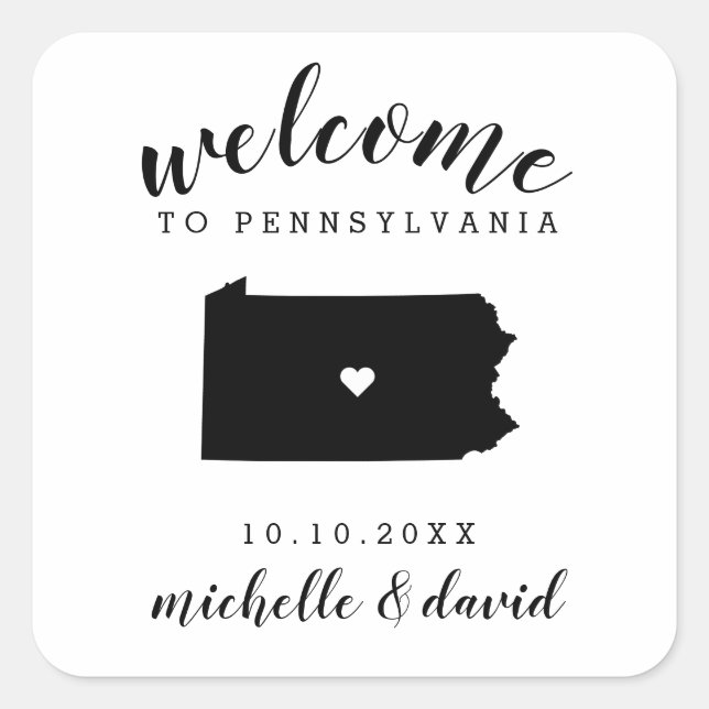 Sticker Carré Bienvenue en Pennsylvanie | Service personnalisé M (Devant)