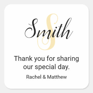 Sticker Carré Bienvenue Monogramme Or Personnalisable 