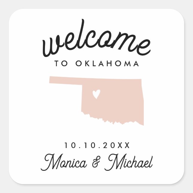 Sticker Carré BIENVENUE OKLAHOMA Destination Mariage N'IMPORTE Q (Devant)