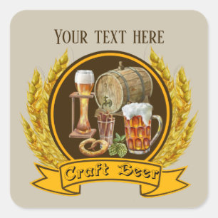 Sticker Carré Bière artisanale cool ajouter du texte