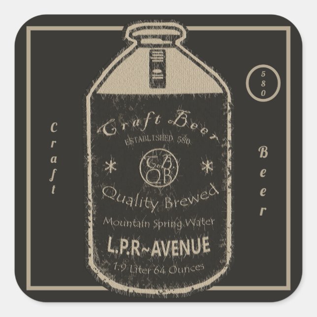 Sticker Carré Bière artisanale - Jug producteur Brown détendu (Devant)