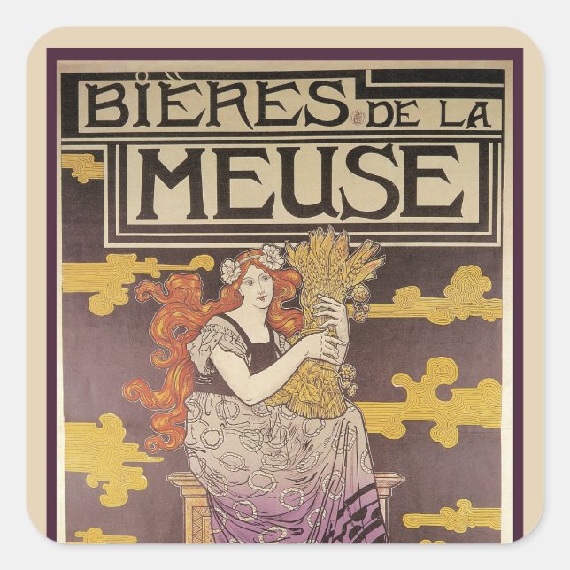 Sticker Carré Biere de la Meuse par Marc Auguste Bastard (Devant)