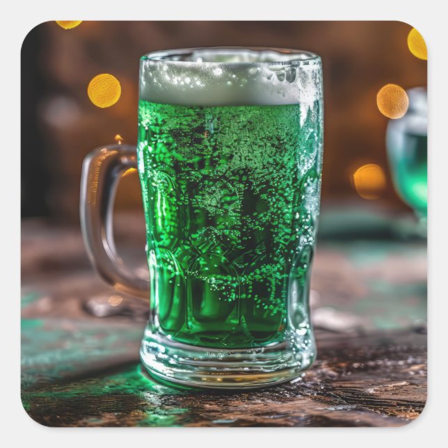 Sticker Carré Bière verte irlandaise (Devant)
