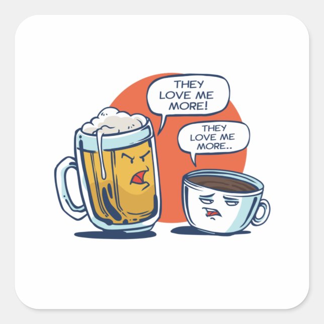 Sticker Carré Bière Vs Café (Devant)